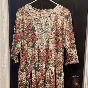 Vintage Midi / Maxi Dress with Lace